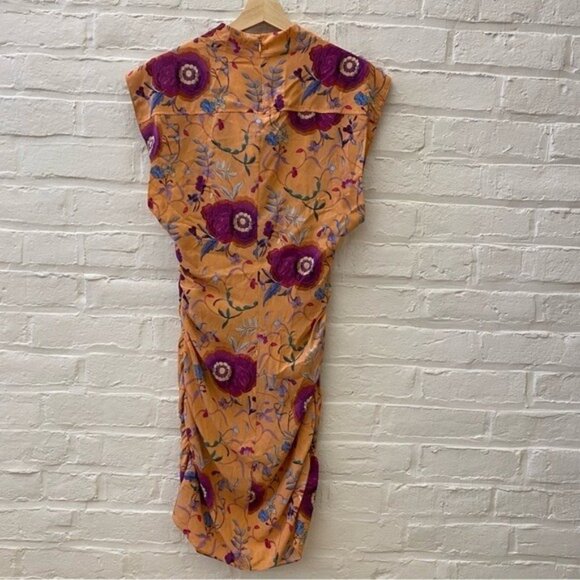 Isabel Marant || Bemaya Dress in Papaya Floral Stretch Silk 38 - Picture 6 of 10